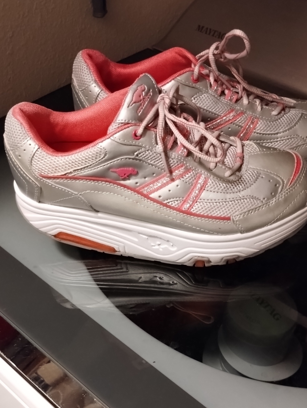 Women's Silver and Pink Walking Sneakers - Comfort Design
